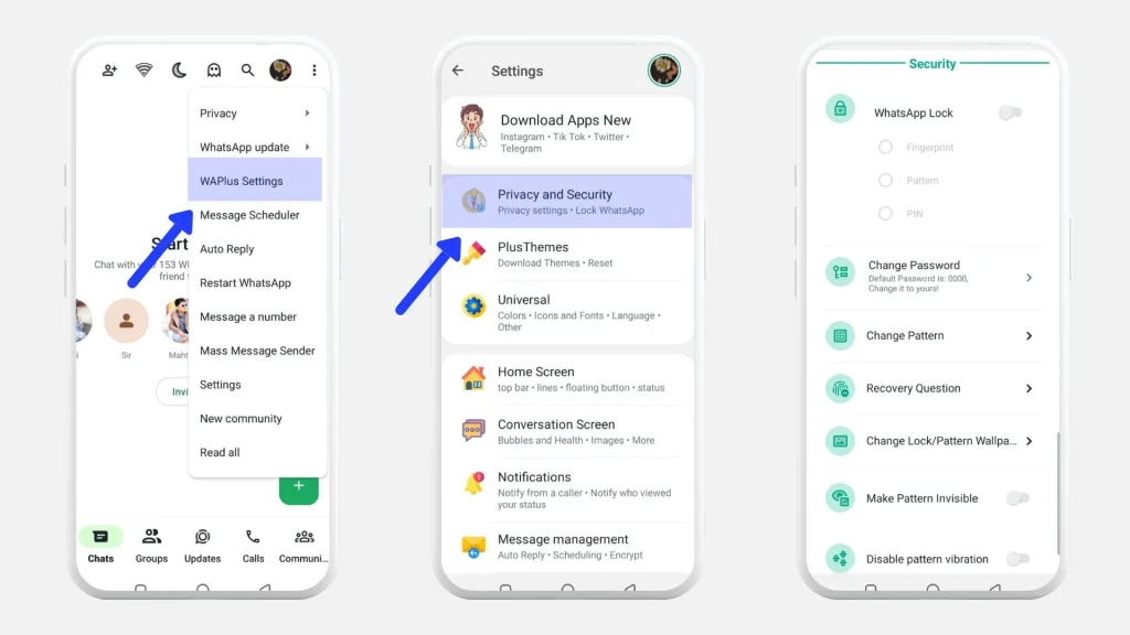 how to enable whatsapp plus lock screen