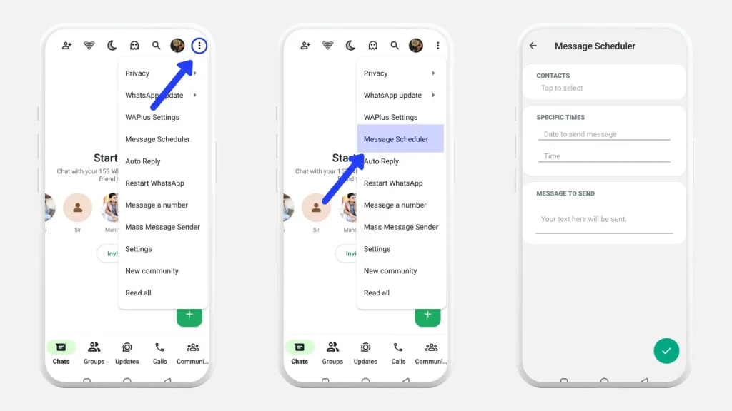 how to schedule message on whatsapp plus apk latest updated version